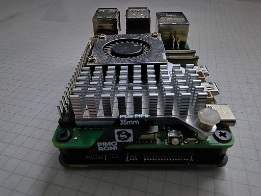 Ribbon cable connecting the HAT to the Raspberry Pi 5