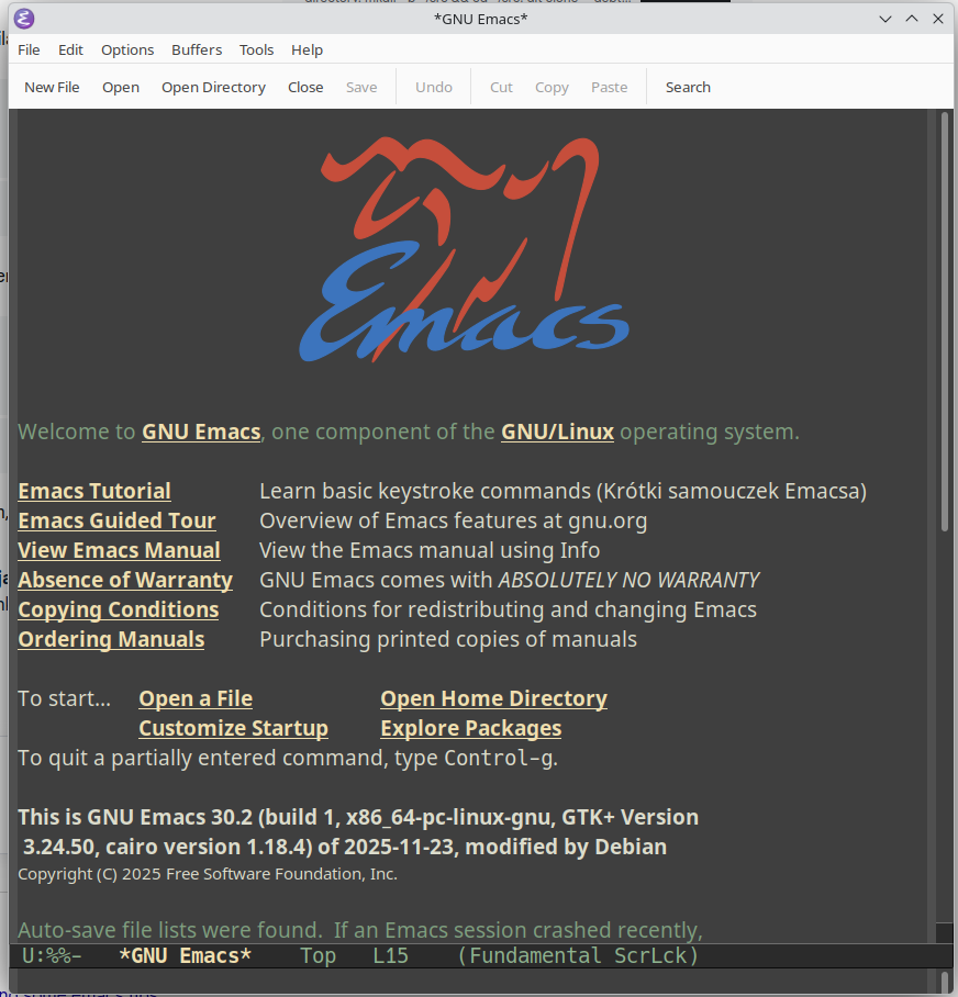 Emacs main window Emacs main window